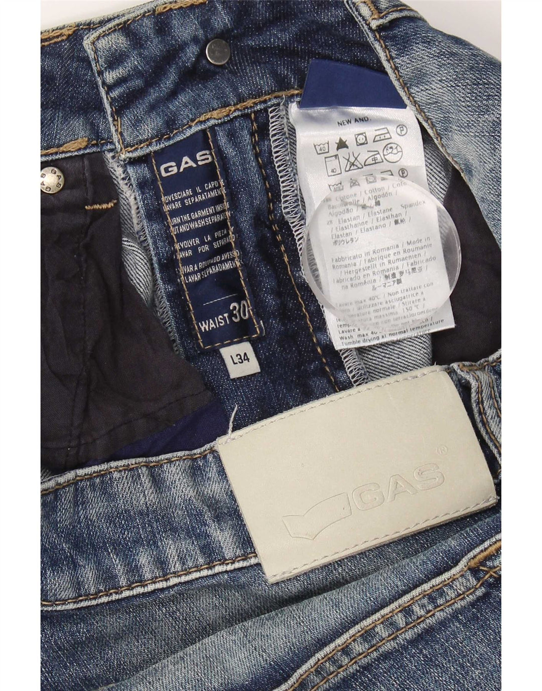 Gas Womens Slim Jeans W30 L31 Azul Algodão