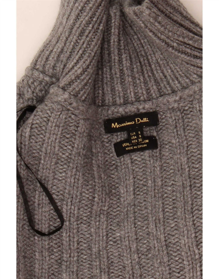 Suéter feminino Massimo Dutti com gola tartaruga e gola alta Reino Unido 10 pequeno cinza