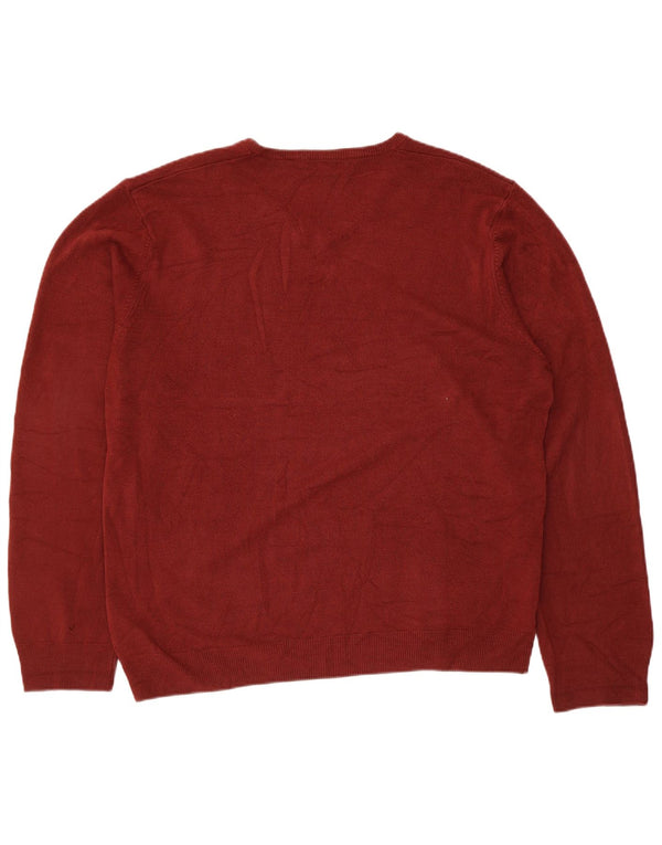 Suéter masculino Marks & Spencer com decote em V XL Borgonha Acrílico