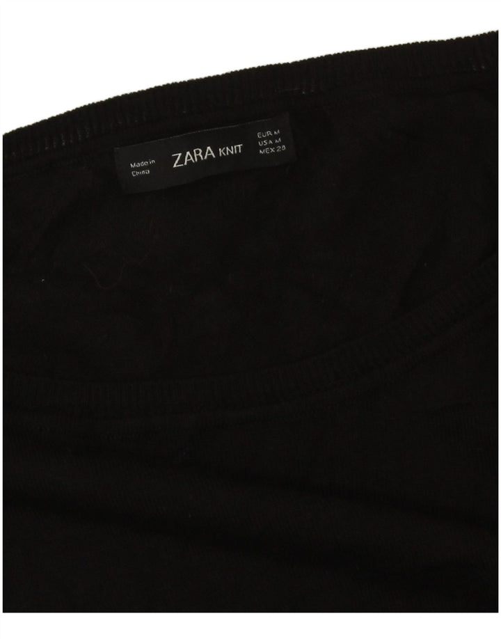 Zara Suéter feminino oversized com gola canoa Reino Unido 14 médio preto
