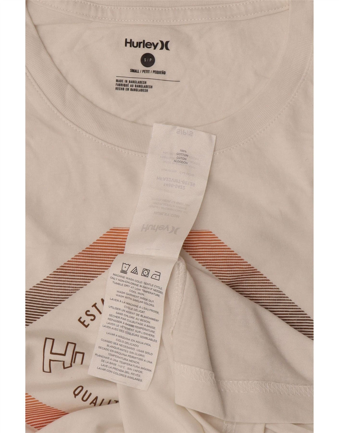 Hurley Camiseta masculina gráfica top pequeno algodão branco