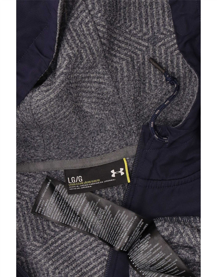 Suéter masculino com capuz e zíper Under Armour grande poliéster colorblock cinza