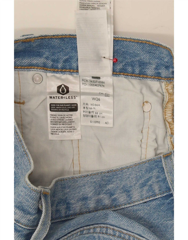 Shorts jeans feminino Levi's 501 desgastado W26 pequeno algodão azul