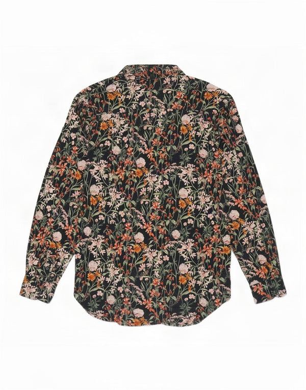 Camisa feminina Scotch & Soda Reino Unido 14 médio preto floral