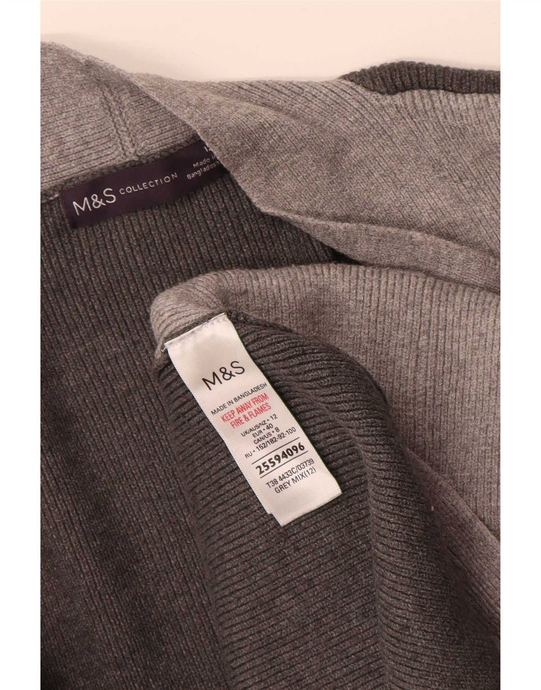 Suéter cardigã feminino Longline Marks & Spencer Reino Unido 12 cinza médio