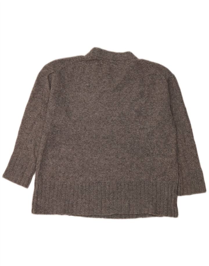 Zara Suéter feminino oversized com gola de tartaruga Reino Unido 10 pequeno cinza manchado