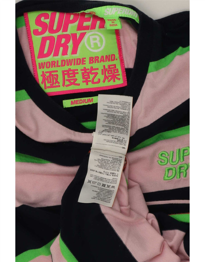 Camiseta masculina Superdry Top médio listrado rosa algodão