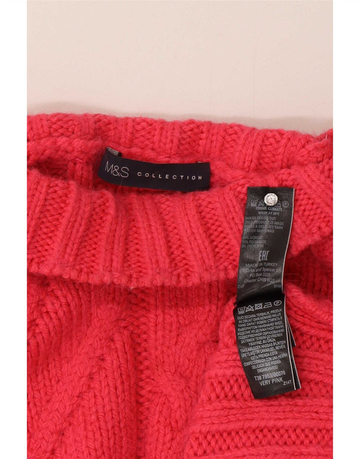 Suéter feminino Marks & Spencer com gola tartaruga Reino Unido 16 grande rosa