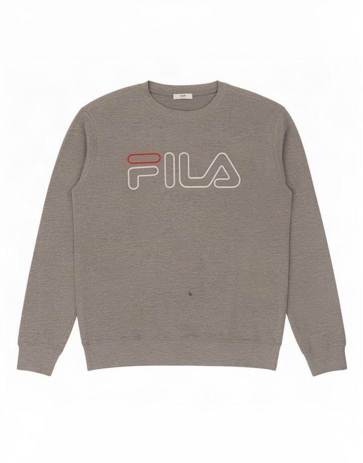 Fila Mens Graphic Moletom Jumper Médio Algodão Cinza