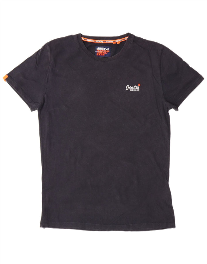 Camiseta masculina SUPERDRY Top grande de algodão preto clássico