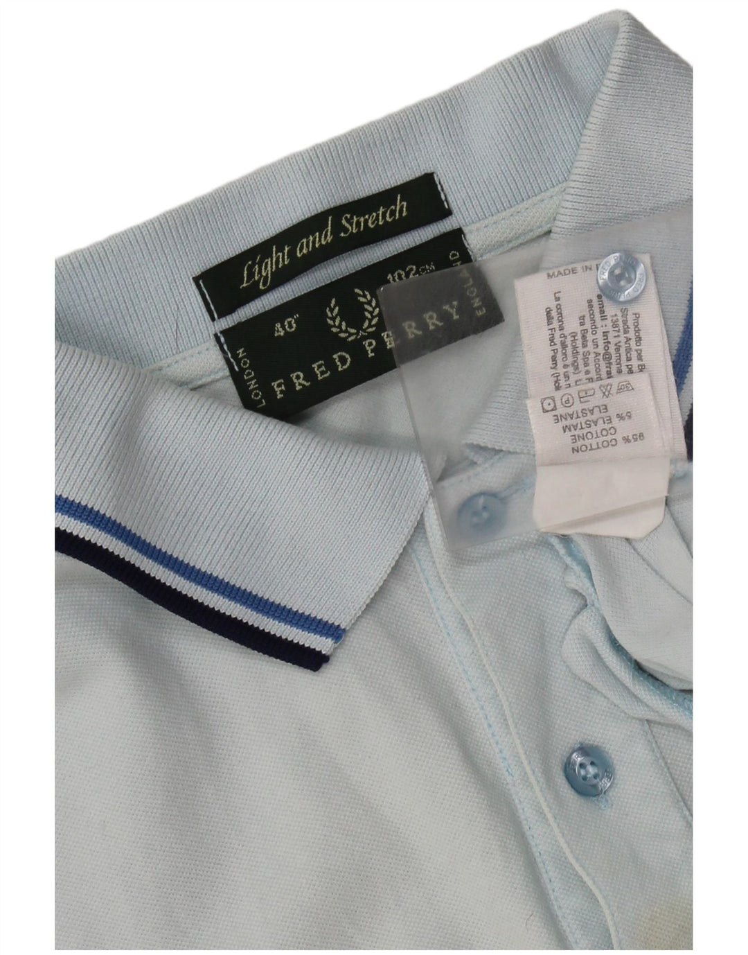 Camisa polo masculina leve e elástica FRED PERRY de algodão azul pequeno