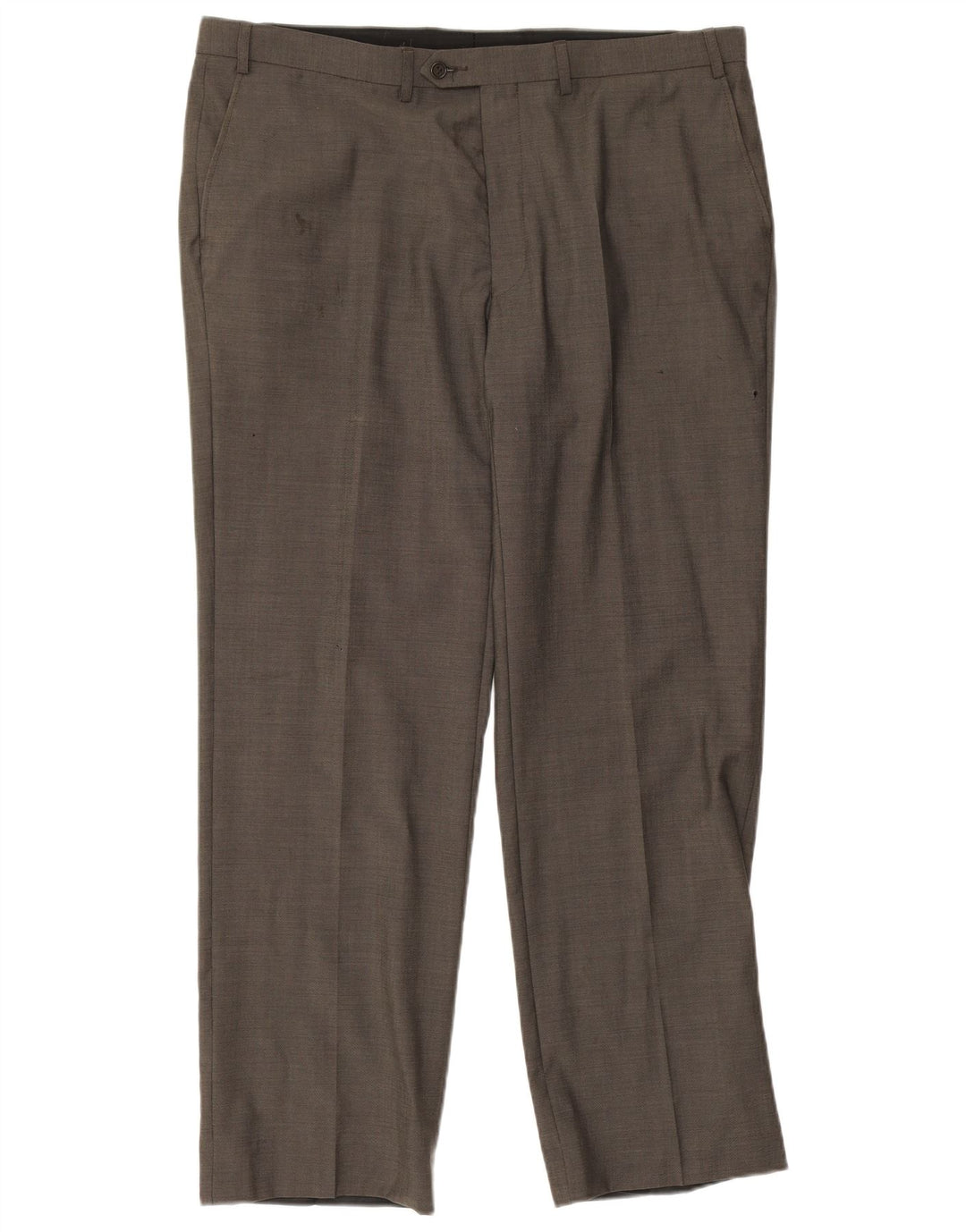 Calça masculina de terno reto Marks & Spencer W40 L30 lã verde
