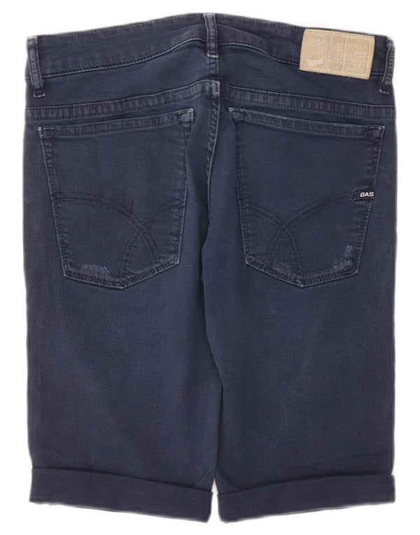 Gas Mens Anders Slim Denim Shorts W31 Médio Azul Marinho Algodão Clássico
