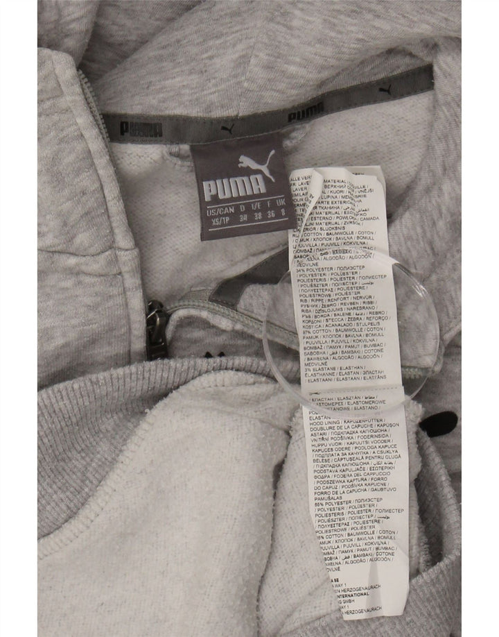 PUMA Womens Graphic Zip Hoodie Sweater UK 8 Small  Grey Cotton Vintage Puma and Second-Hand Puma from Messina Hembry 
