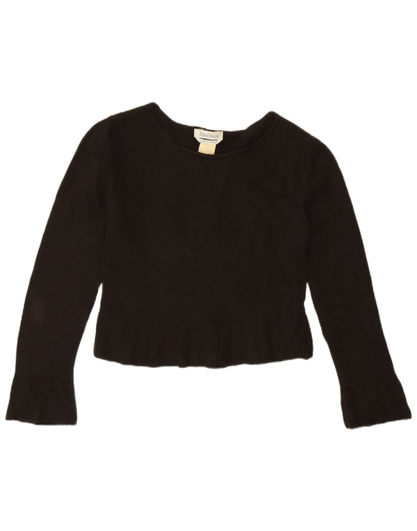 Max Mara Womens Crop Crew Neck Jumper Sweater UK 12 Medium Brown
