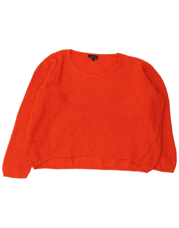 Topshop Suéter feminino superdimensionado com gola canoa Reino Unido 14 grande laranja