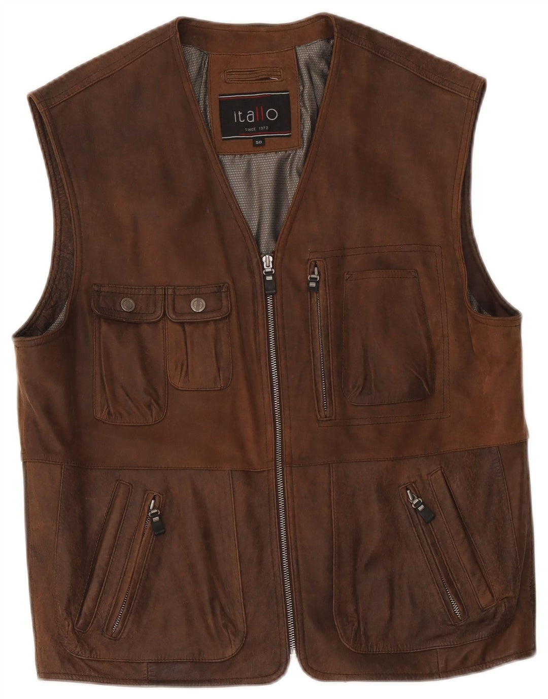 Colete masculino de couro Itallo IT 50 grande marrom