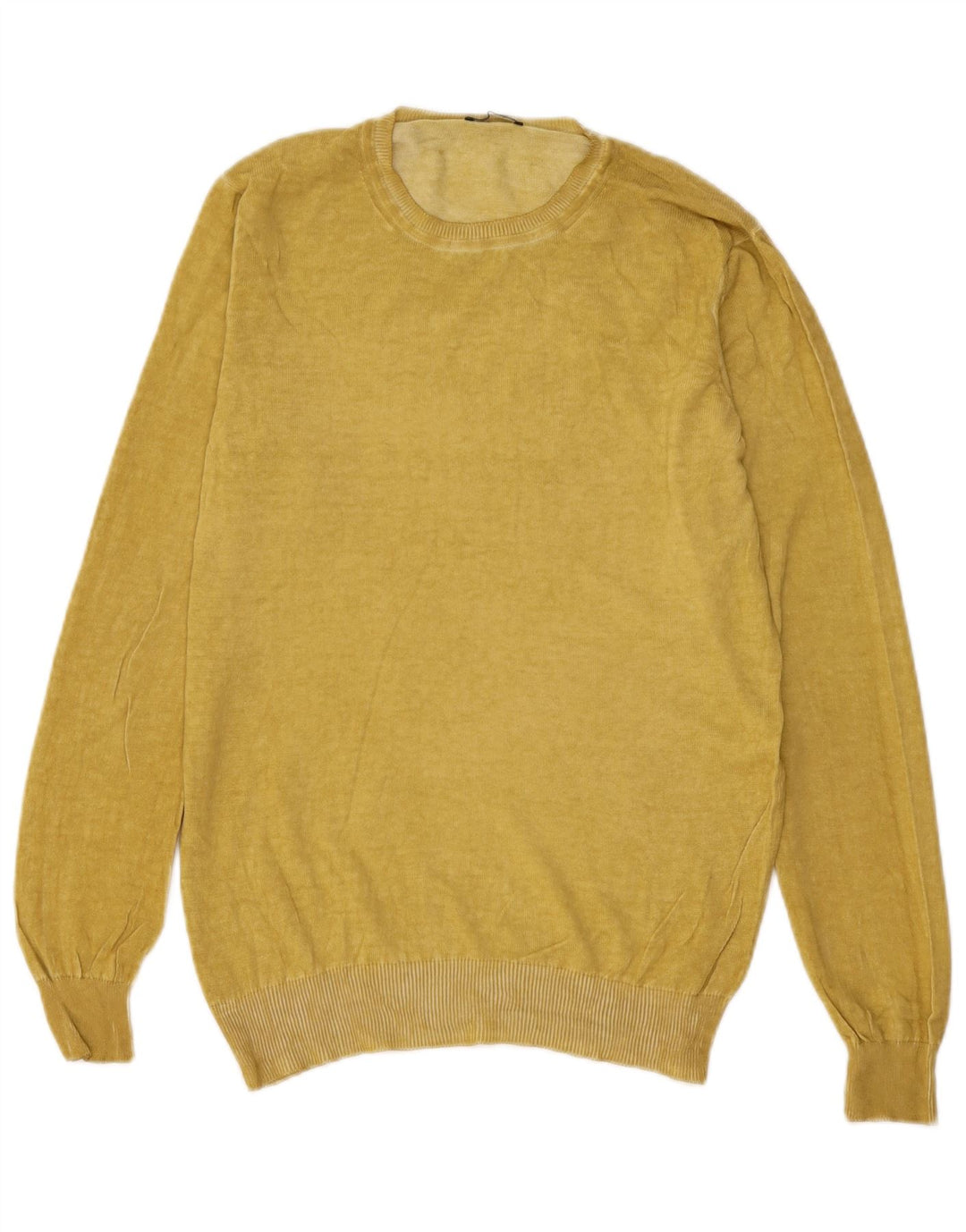Suéter feminino Sisley com gola redonda UK 14 médio amarelo