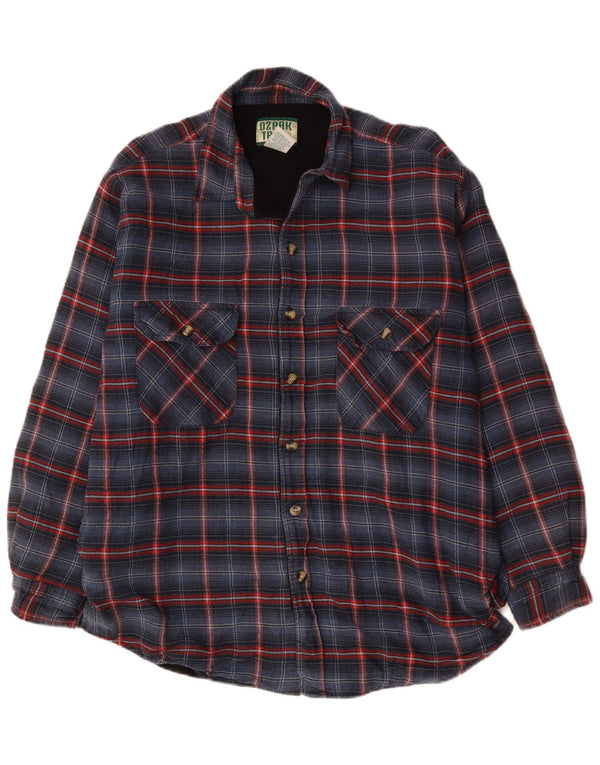 Camisa masculina de flanela de lenhador Ozark Trail grande algodão xadrez azul