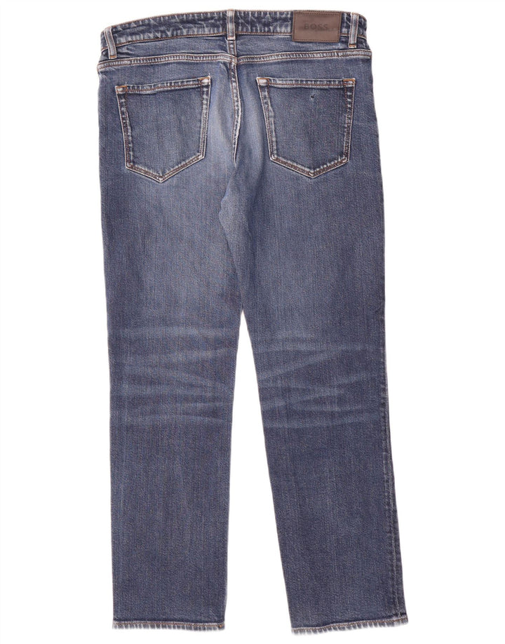 Hugo Boss Masculino Regular Straight Jeans W33 L28 Azul Algodão