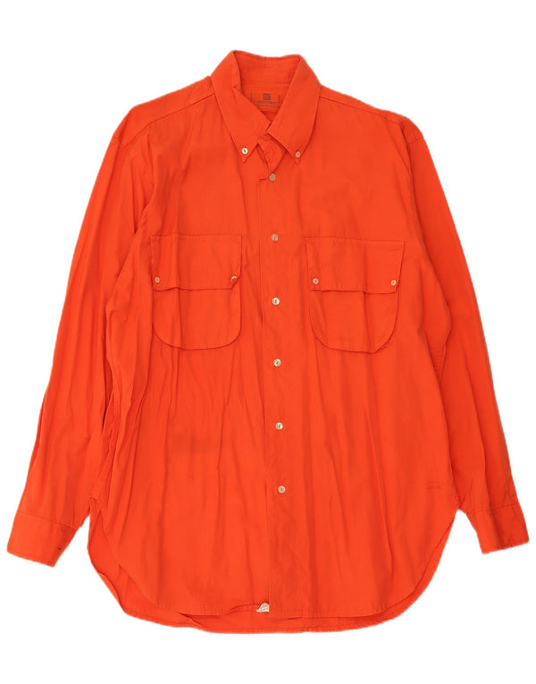 Camisa masculina Enrico Coveri tamanho 41 grande algodão laranja