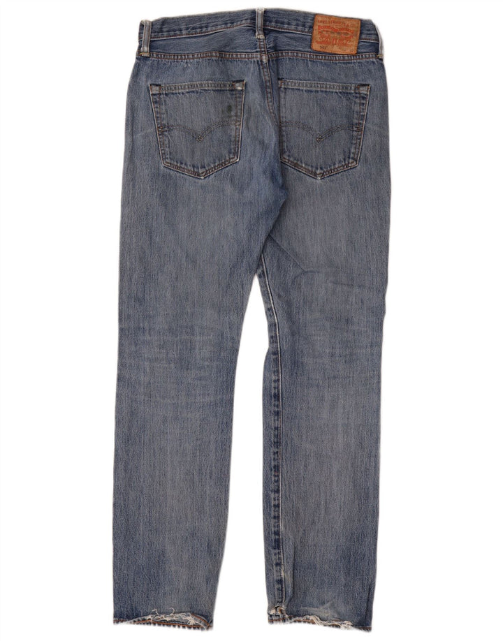 Calça Jeans Levis Masculina 501 Distressed Straight W32 L32 Azul Algodão