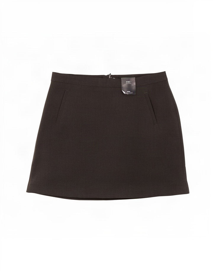 Minissaia feminina Marks & Spencer Reino Unido 12 médio W30 poliéster cinza