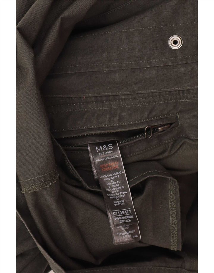 Jaqueta utilitária masculina Marks & Spencer Reino Unido 36 algodão verde pequeno