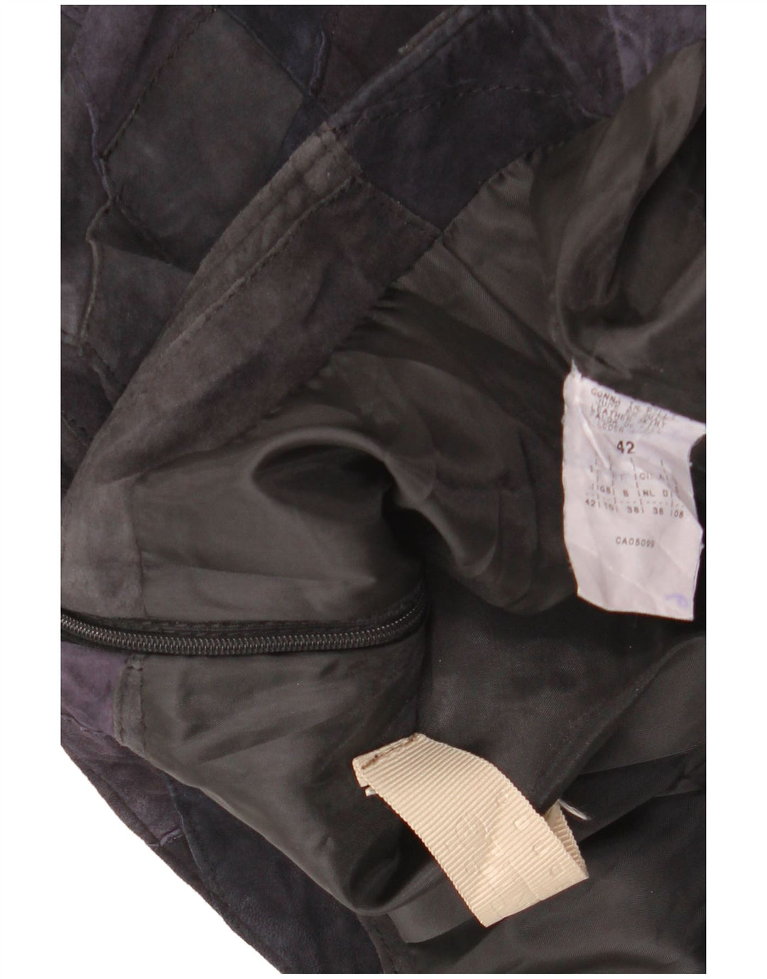 Saia feminina de camurça VINTAGE Reino Unido 10 pequena W28 couro patchwork multicolorido