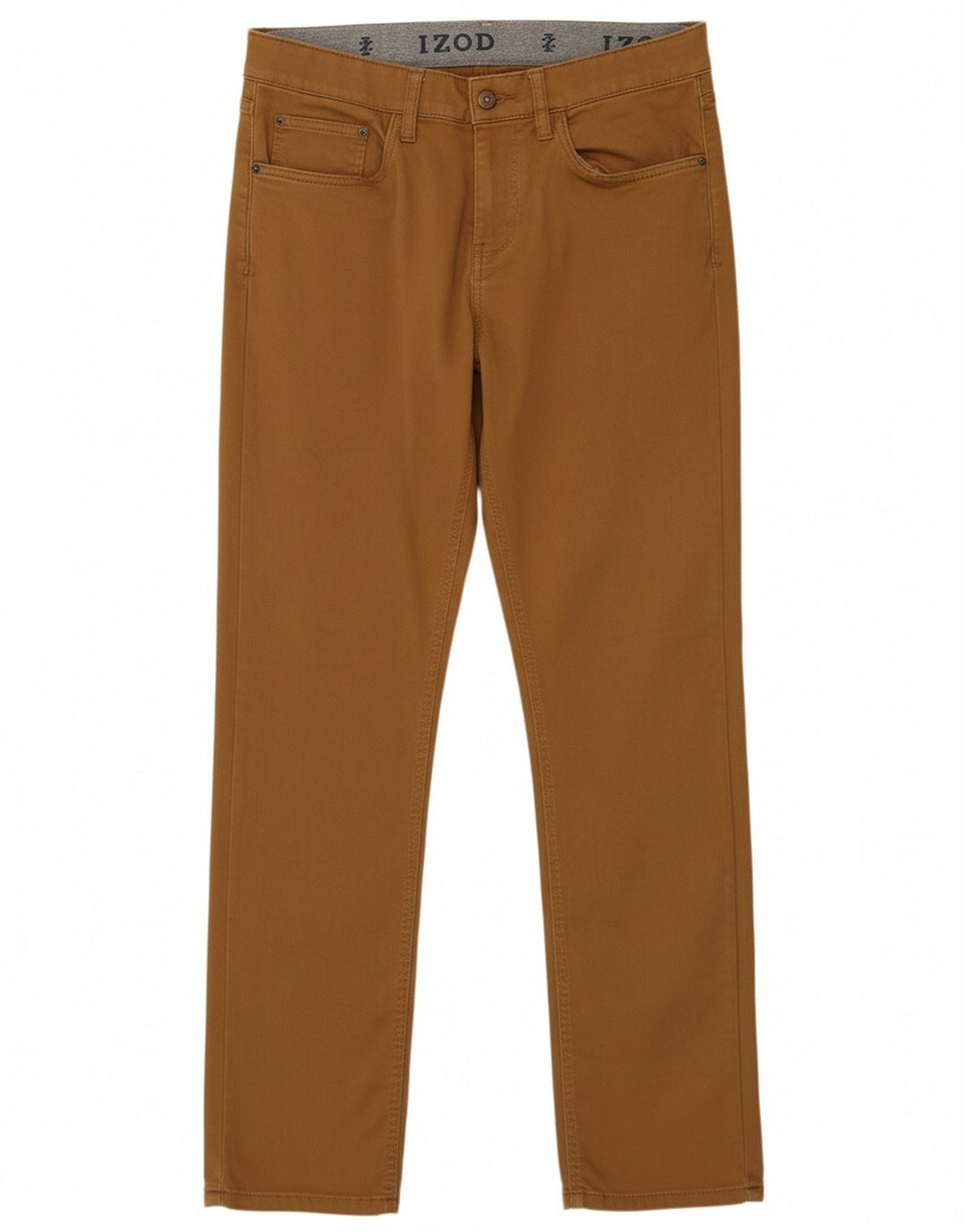 Calça masculina IZOD regular fit reta casual W32 L34 algodão bege