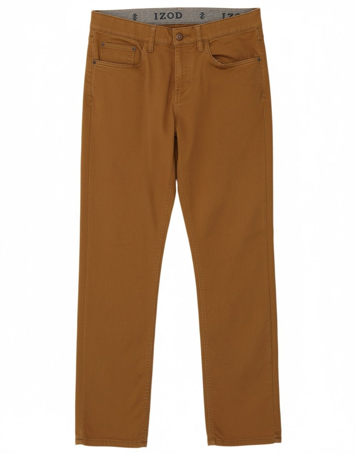 Calça masculina IZOD regular fit reta casual W32 L34 algodão bege