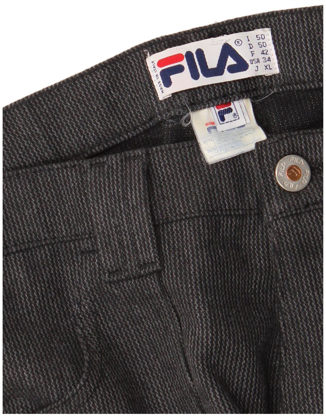 Fila Mens Straight Cargo Calças IT 50 Grande W34 L30 Algodão Cinza