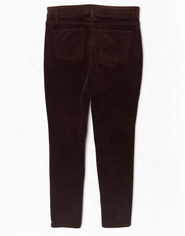 Calça feminina de veludo cotelê Chaps US 14 XL W34 L29 algodão marrom
