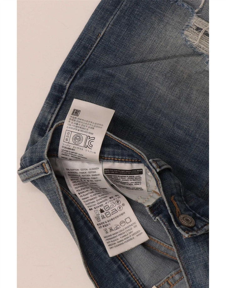 Shorts jeans feminino Levi's desgastado W27 pequeno algodão azul