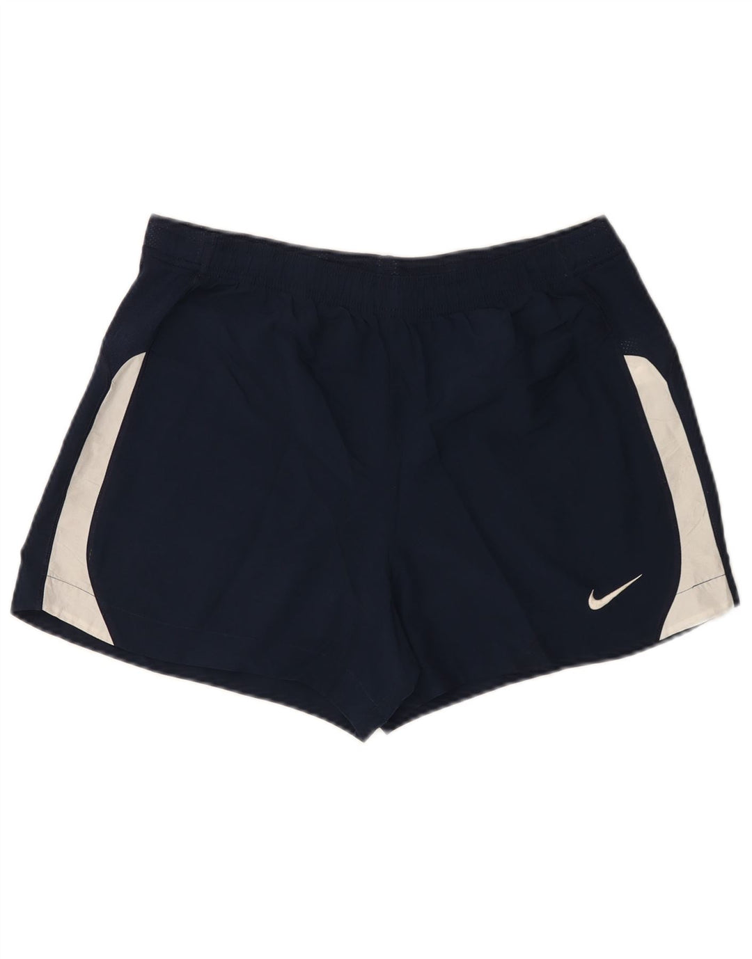 Shorts esportivos femininos NIKE Dri Fit UK 12/14 médio azul marinho colorblock
