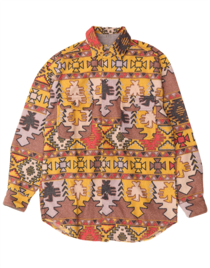Sinful Camisa masculina de flanela de lã grande geométrica multicolorida