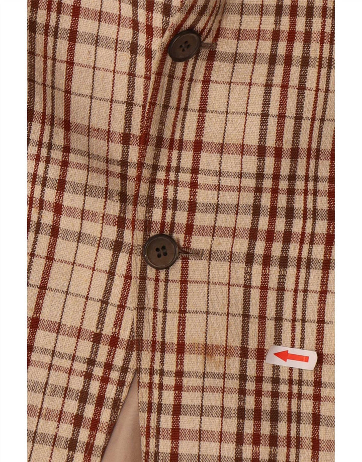 Jaqueta blazer masculina vintage com 2 botões Reino Unido 38 xadrez bege médio