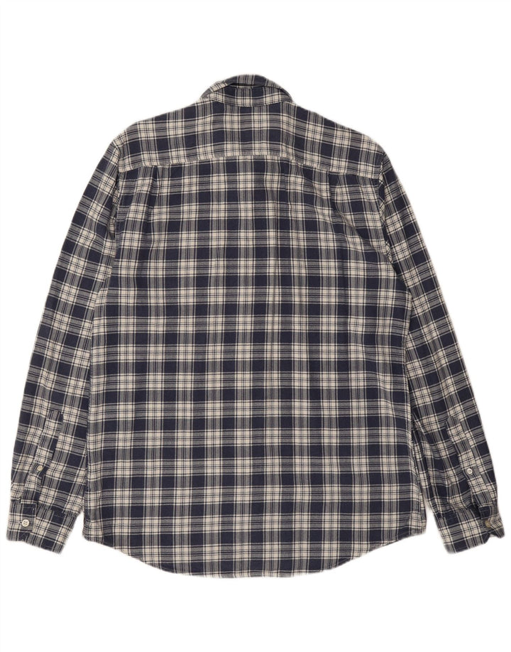 JACK WILLS Camisa masculina de flanela clássica de ajuste médio, azul marinho, algodão xadrez