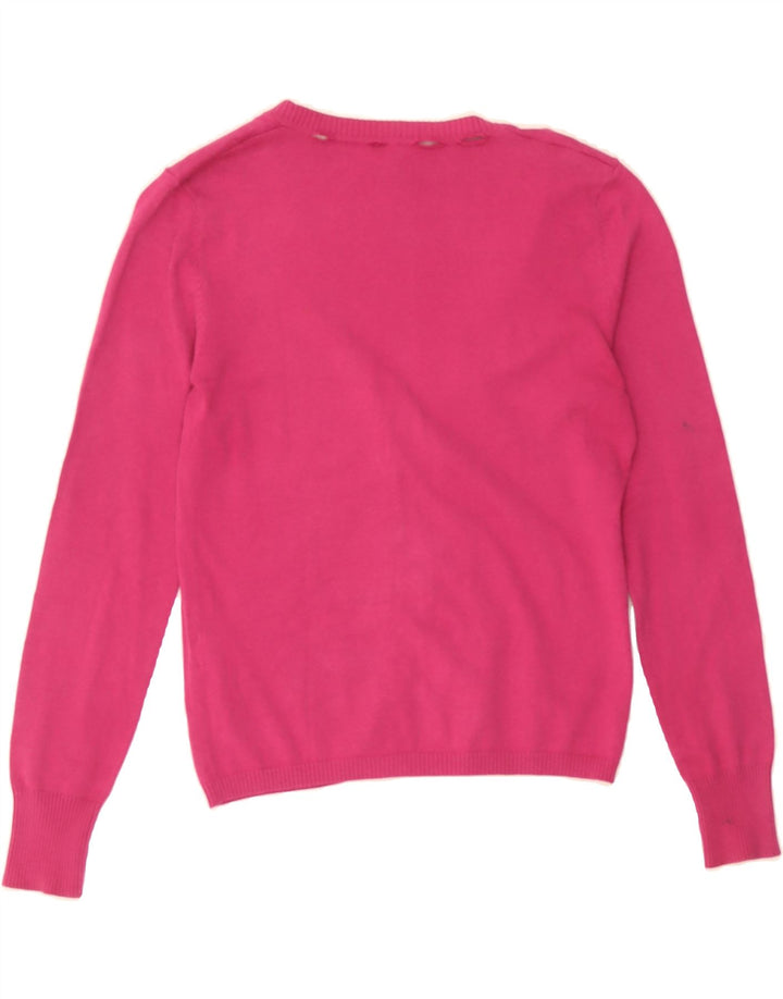 BENETTON Womens Crop Cardigan Sweater UK 10 Small Pink Cotton Vintage Benetton and Second-Hand Benetton from Messina Hembry 