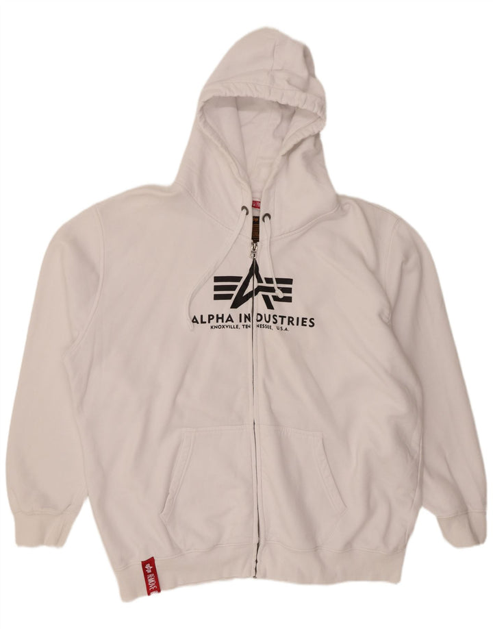 ALPHA INDUSTRIES Suéter masculino com capuz e zíper gráfico 4XL algodão branco