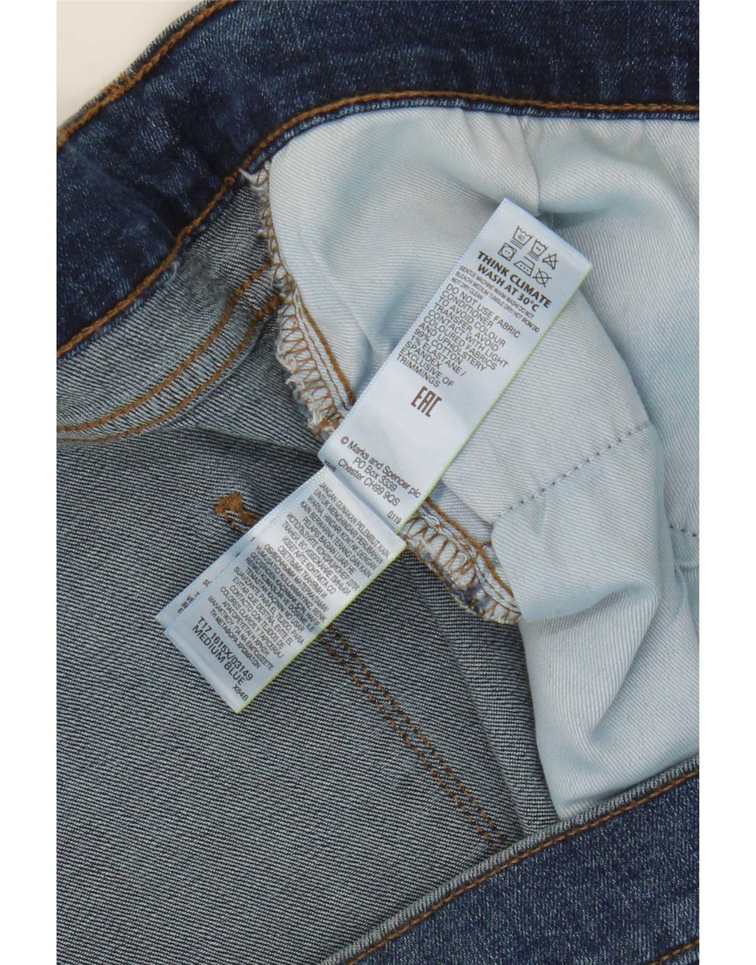 Jeans retos masculinos Marks & Spencer W50 L29 algodão azul