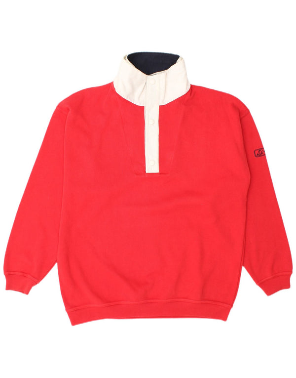 Moletom masculino com gola redonda e botão do Yachting Club grande bloco colorido vermelho
