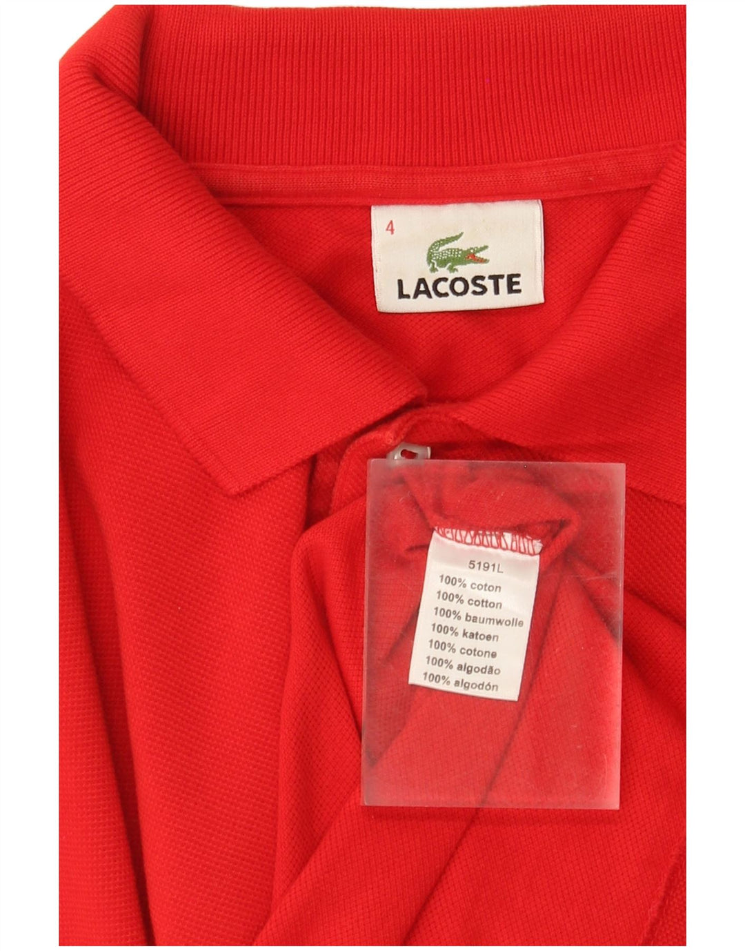 Camisa polo masculina Lacoste tamanho 4 médio algodão vermelho