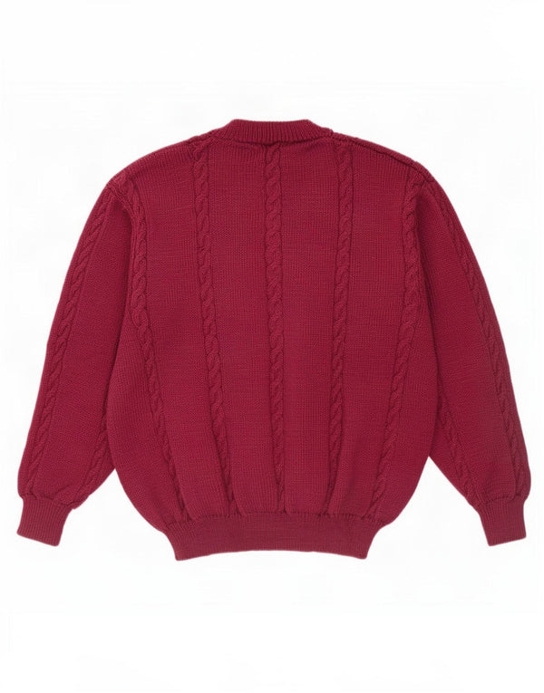 Suéter vintage masculino com gola redonda XL Borgonha