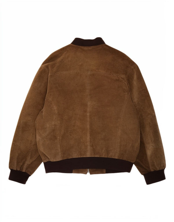 Jaqueta bomber masculina vintage de camurça com ajuste solto Reino Unido 36 camurça marrom pequena