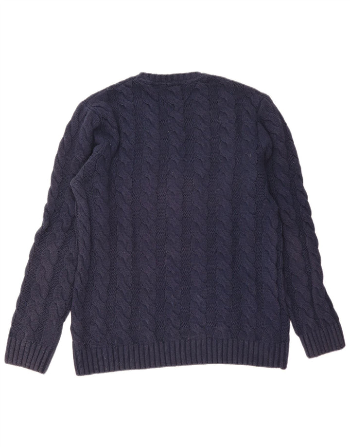 Suéter masculino Tommy Hilfiger com gola redonda, algodão azul marinho médio