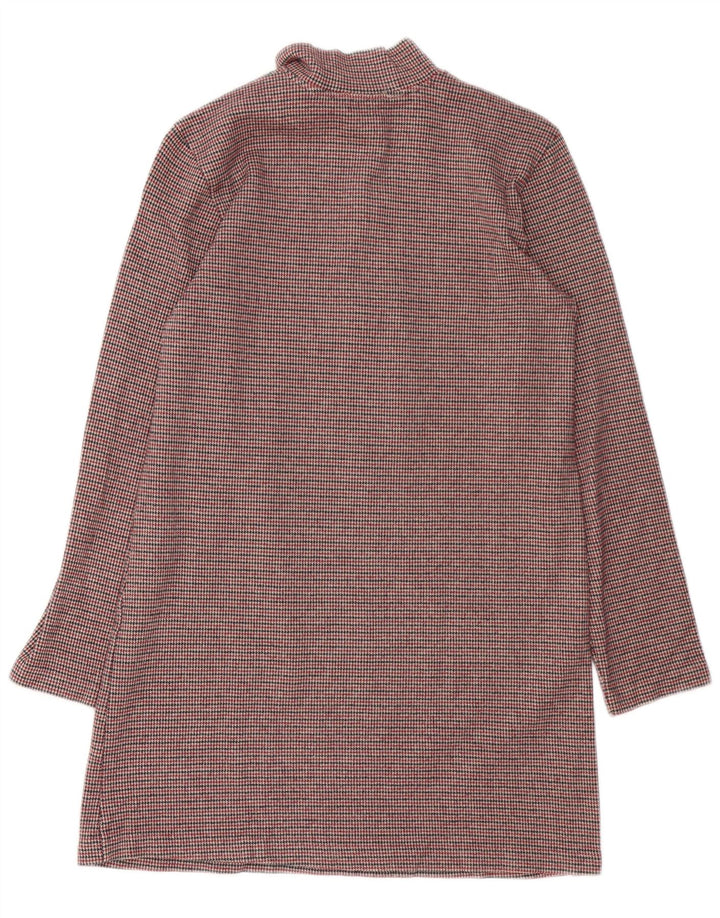 Vestido feminino Zara de manga comprida, Reino Unido 12, médio, marrom, houndstooth