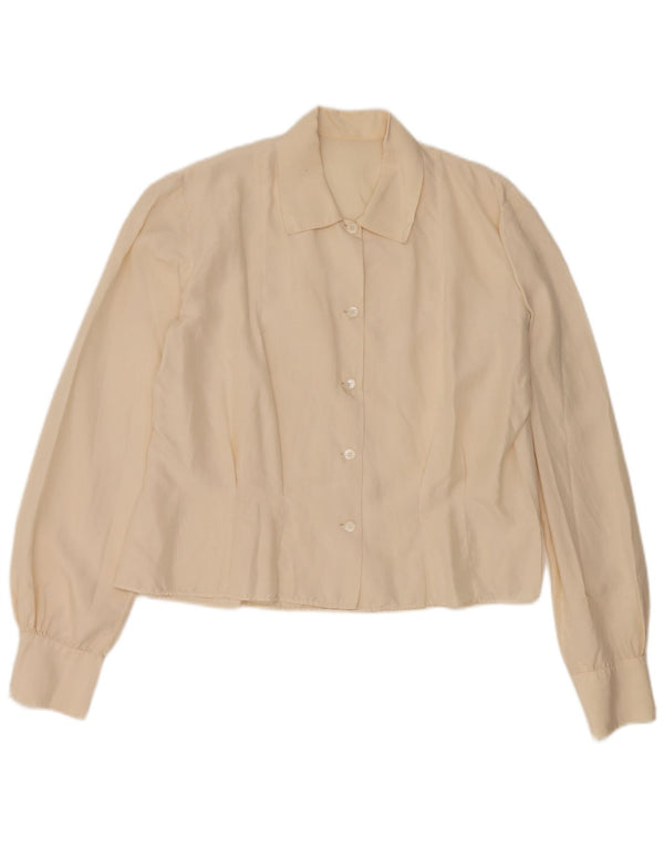Blusa feminina vintage cropped UK 14 bege médio