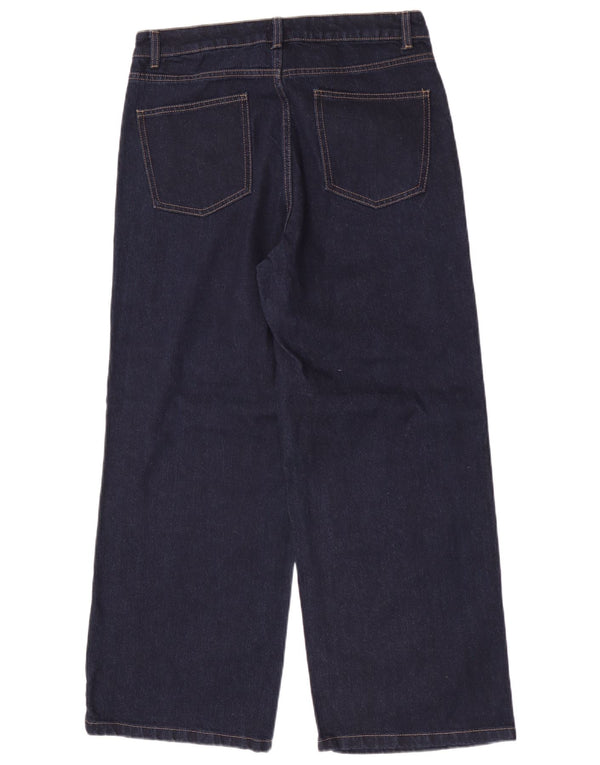 Calça jeans feminina Marks & Spencer com perna larga Reino Unido 14 grande W32 L29 azul marinho