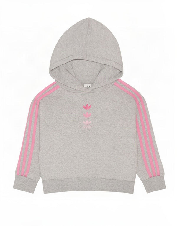 Jumper com capuz feminino Adidas 4-5 anos algodão manchado cinza